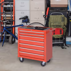 DURHAND Roller Tool Cabinet Storage Chest Box Garage Workshop 7 Drawers Red