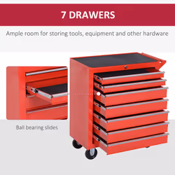 DURHAND Roller Tool Cabinet Storage Chest Box Garage Workshop 7 Drawers Red