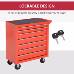 DURHAND Roller Tool Cabinet Storage Chest Box Garage Workshop 7 Drawers Red - Additional view 5