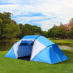 Outsunny Hiking Tent | 4-6 Person Capacity (Blue)