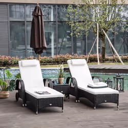 3pc Outsunny Rattan Lounger Garden Furniture Set
