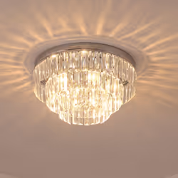 HOMCOM Crystal Chandelier Flush Mount Ceilings Lighting Fixture for Living Room