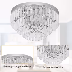 HOMCOM Crystal Chandelier Flush Mount Ceilings Lighting Fixture for Living Room - Additional view 9