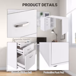 HOMCOM Computer Desk Table Workstation L Shape File Cabinet White Home Office - Additional view 6