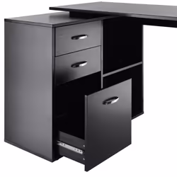 HOMCOM Computer Desk Table Workstation L Shape File Cabinet Black Home Office - Additional view 6
