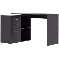 HOMCOM Computer Desk Table Workstation L Shape File Cabinet Black Home Office - Additional view 8