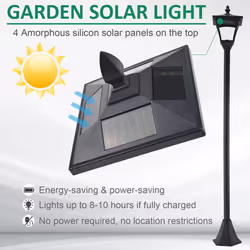 Outsunny Outdoor Garden Solar Light with Base IP44 Optical Control Dimmable