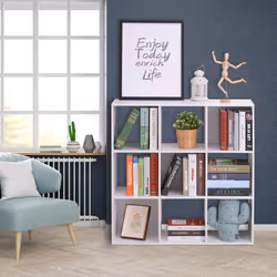 HOMCOM 9 Cube Storage Unit Cabinet Bookcase Display Shelves, White