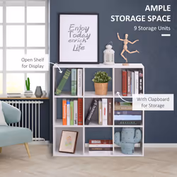 HOMCOM 9 Cube Storage Unit Cabinet Bookcase Display Shelves, White