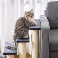 PawHut Dog Steps for Bed 4 Step Pet Stairs ladder for Dog Cat Scratch Post Grey - Additional view 7