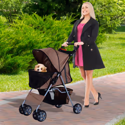 PawHut Brown 4-Wheel Pet Stroller - Additional view 5