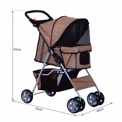PawHut Brown 4-Wheel Pet Stroller - Additional view 6