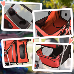 PawHut Pet Stroller Carrier Foldable Deluxe Jogger Walk Travel Dog Cat Red - Additional view 8