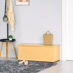 HOMCOM Storage Chest With Lid, 113L Storage Box, Burlywood
