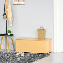 HOMCOM Storage Chest With Lid, 113L Storage Box, Burlywood