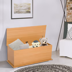 HOMCOM Storage Chest With Lid, 113L Storage Box, Burlywood