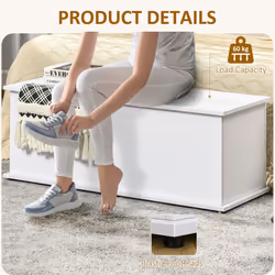 HOMCOM Storage Chest With Lid, 113L Storage Box, White - Additional view 4