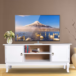 HOMCOM Modern TV Stand with Storage Shelf and Two Door Cabinets