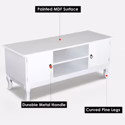 HOMCOM Modern TV Stand with Storage Shelf and Two Door Cabinets