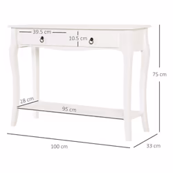 HOMCOM Console Table Sofa Side Desk with Storage Shelves Drawers for Entryway
