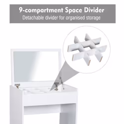 HOMCOM Dressing Table Set Padded Stool with Flip-up Mirror Multi-purpose - White