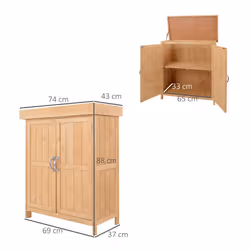 Outsunny Wooden Garden Shed Double Door Tool Storage House, 74x43x88cm, Natural - Additional view 7