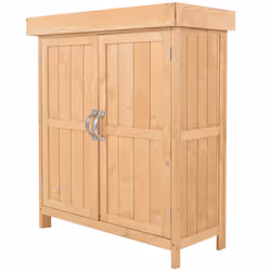 Outsunny Wooden Garden Shed Double Door Tool Storage House, 74x43x88cm, Natural - Additional view 8
