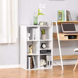 HOMCOM 6-Cube Bookshelf, Display Shelving Unit for Home Office, White