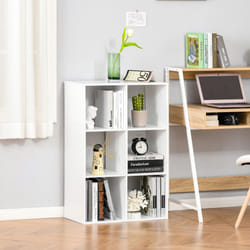 HOMCOM 6-Cube Bookshelf, Display Shelving Unit for Home Office, White