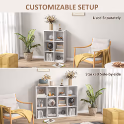 HOMCOM 6-Cube Bookshelf, Display Shelving Unit for Home Office, White