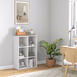 HOMCOM 6-Cube Bookshelf, Display Shelving Unit for Home Office, White - Additional view 5