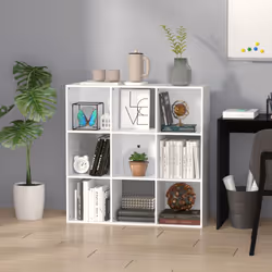 HOMCOM 9 Cube Storage Cupboard Bookcase Bookshelf Home Office, White