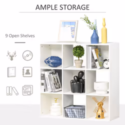 HOMCOM 9 Cube Storage Cupboard Bookcase Bookshelf Home Office, White - Additional view 4