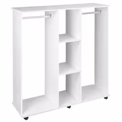 HOMCOM Mobile Double Open Wardrobe w/ Clothes Hanging Rail Colthing White - Additional view 8