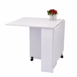 HOMCOM Mobile Drop Leaf Dining Table Folding Desk w/ 2 Wheels White - Additional view 4