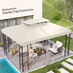 Outsunny 3x4m Gazebo Replacement Roof Canopy 2 Tier Top UV Cover Patio Cream