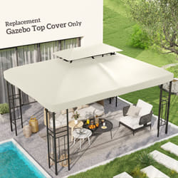 Outsunny 3x4m Gazebo Replacement Roof Canopy 2 Tier Top UV Cover Patio Cream