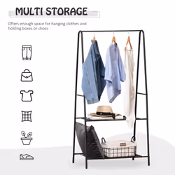 HOMCOM A Shaped Clothes Rack Garment Hanger Hanging Rail 2-tier Shelving Metal