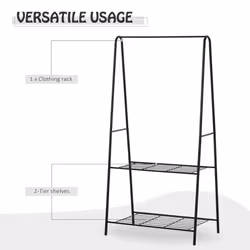 HOMCOM A Shaped Clothes Rack Garment Hanger Hanging Rail 2-tier Shelving Metal - Additional view 4