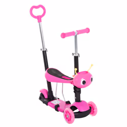 Homcom Kids' 5-in-1 Kick Scooter | Adjustable Pink Kids' Scooter