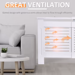 HOMCOM Extendable Radiator Cover Cabinet Slatted Design MDF White Home Office