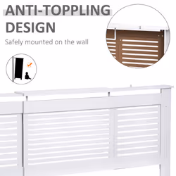 HOMCOM Extendable Radiator Cover Cabinet Slatted Design MDF White Home Office - Additional view 4