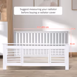 HOMCOM Extendable Radiator Cover Cabinet Slatted Design MDF White Home Office - Additional view 5