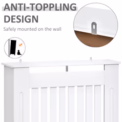 HOMCOM Radiator Cover Wooden Cabinet Vertical Slatted Vent MDF White Home - Additional view 4