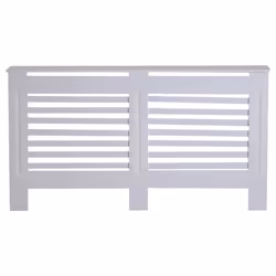 HOMCOM White Painted Radiator Cover Wooden Cabinet Horizontal Slats Modern Style