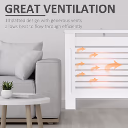HOMCOM White Painted Radiator Cover Wooden Cabinet Horizontal Slats Modern Style - Additional view 9