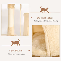 PawHut Cat Tree Activity Centre Scratching Post With Toys 4-tier Beige 114cm - Additional view 4