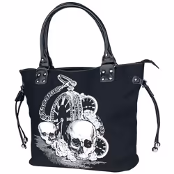 Lost Queen Women\'s Watch Skull Rose Shoulder Bag | Back in Black Handbag Purse