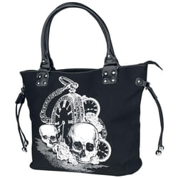 Lost Queen Women\'s Watch Skull Rose Shoulder Bag | Back in Black Handbag Purse