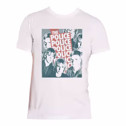 The Police Half Tone Faces T Shirt - XXL, White